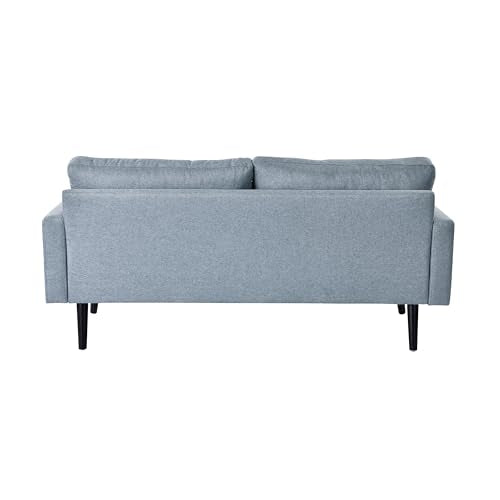 Serta Benrama 67" Soft Modern Sofa, Square Track Arms, Solid Wood Legs, Easy Assembly, Dream Coil Comfort, Soft Woven Polyester Fabric, Light Gray Serta