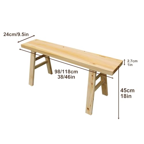 Skinny Bench, Wood Entry Bench, Farmhouse Wood Bench, Narrow Entryway Bench, Dining Room Bench, Vintage Bench, for Living & Dining Room, Rustic Design, Natural Finish(Yellow,98 * 24 * 45cm) WoodArtSupply
