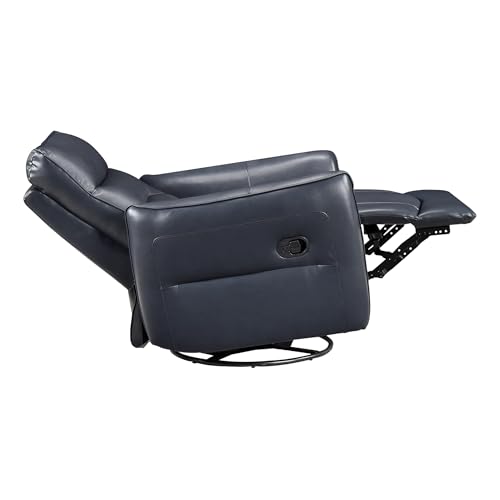 Lexicon Swivel Glider Reclining Chair, Top Grain Leather Match Manual Recliner, Comfy Nursery Glider Recliner, Swivel Reclining Chair for Living Room/Office/Bedroom/Apartment, Dark Blue Lexicon