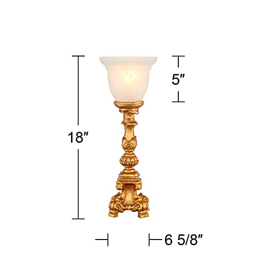 Regency Hill Traditional Glam Console Accent Table Lamp 18" High French Gold Uplight Alabaster Glass Shade Decor for Living Room Bedroom House Bedside Nightstand Office Reading Family Regency Hill