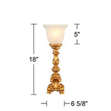Regency Hill Traditional Glam Console Accent Table Lamp 18" High French Gold Uplight Alabaster Glass Shade Decor for Living Room Bedroom House Bedside Nightstand Office Reading Family Regency Hill