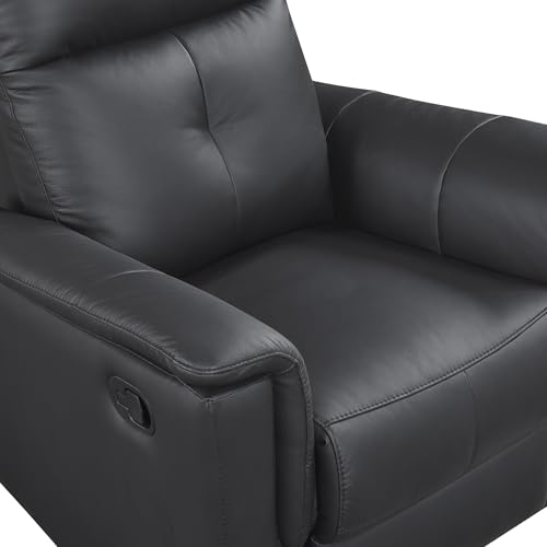 Lexicon Swivel Glider Recliner Chair, Comfy Nursery Glider, Top Grain Leather Match Recliner, Manual Reclining Chair for Living Room/Office/Apartment, Black Lexicon