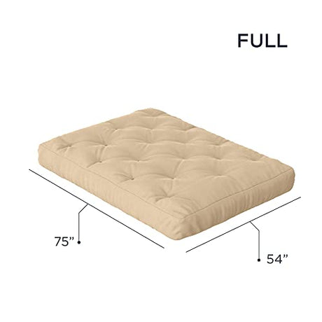 Royal Sleep Products by The Futon Factory | 10 inch Pocket Coil Futon Mattress - Khaki - Full Size - CertiPUR Certified Foam - Made in USA - Frame Not Included Royal Sleep Products