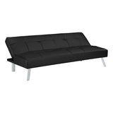 OSP Home Furnishings Kenneth Modern Button Tufted Convertible Click-Clack Futon Sofa Bed, Black Faux Leather with Chrome Legs OSP Home Furnishings