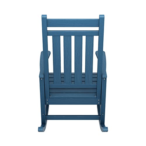 SERWALL Oversized Rocking Chair, Outdoor Rocking Chair for Adults, All Weather Resistant Porch Rocker for Lawn Garden, Blue SERWALL