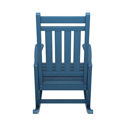 SERWALL Oversized Rocking Chair, Outdoor Rocking Chair for Adults, All Weather Resistant Porch Rocker for Lawn Garden, Blue - WoodArtSupply