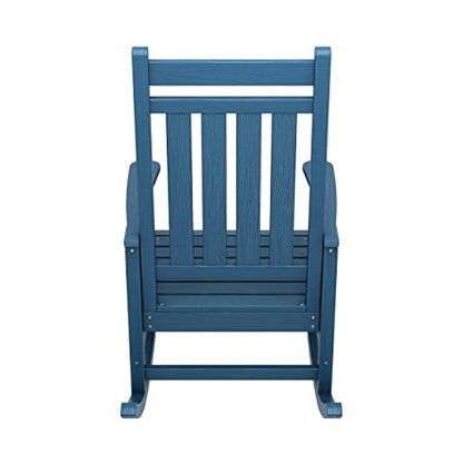 SERWALL Oversized Rocking Chair, Outdoor Rocking Chair for Adults, All Weather Resistant Porch Rocker for Lawn Garden, Blue - WoodArtSupply