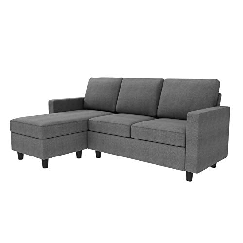 HONBAY Convertible Sectional Sofa, Convertible L Shaped Couch with Reversible Chaise, Sectional Couch for Small Space Apartment, Grey HONBAY