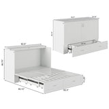 AFI Hamilton Queen Murphy Bed Chest with Mattress, Storage, and Built-in Charger in White AFI