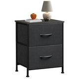 WLIVE Black Night Stand, Small Dresser with 2 Drawers & Wooden Top, Nightstand with Fabric Bins, Bedside Table End Table for Bedroom, Closet, Entryway, College Dorm, Charcoal Black WLIVE