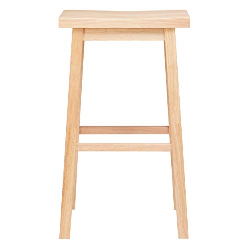 PJ Wood Classic 29-inch Natural Saddle-Seat Bar Stool - WoodArtSupply