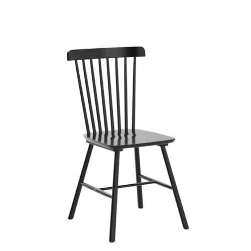 LUE BONA Windsor Dining Chair Set of 4, Spindle Back Wooden Chairs for Kitchen and Dining Room, Black - WoodArtSupply