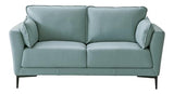 Acme Mesut Leather Upholstered Loveseat in Light Blue and Black Acme