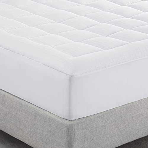 Serta ComfortSure Full Mattress Cover, Fitted Pillow Top Mattress Pad, Super Soft and Breathable Quilted Cotton Protector with 18" Elastic Deep Pockets for Secure Fit, White Serta