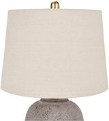 Nourison 23" Rustic Brown with Gray Undertones Ceramic Pot Table Lamp for Bedroom, Living Room, Dining Room, Office, with Beige Shade Nourison