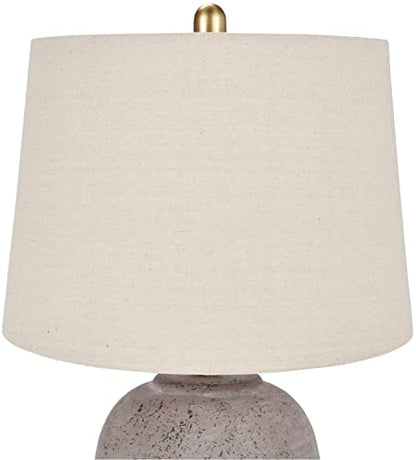 Nourison 23" Rustic Brown with Gray Undertones Ceramic Pot Table Lamp for Bedroom, Living Room, Dining Room, Office, with Beige Shade - WoodArtSupply