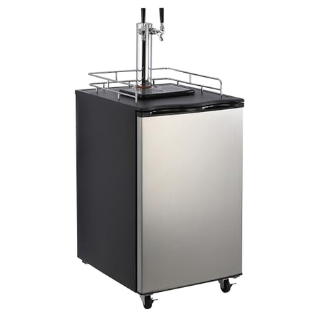 TROPOW 6.1 CF Beer Kegerator, Dual Tap Draft Beer Dispenser, Full Size Stainless Steel Keg Refrigerator With Drip Tray, 32°F- 50°F Temperature Control, 170L TROPOW