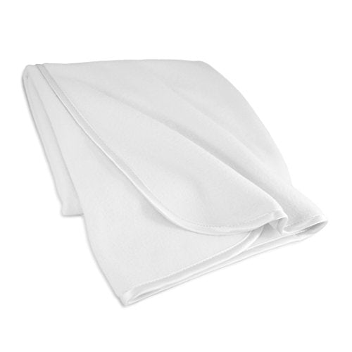 American Baby Company Fleece Blanket with Silk-Like Satin Trim, Soft, Warm & Cozy, White, 30" x 30" for Boys and Girls, Perfect for Baby Carrier, Stroller, Travel and Gifting American Baby Company