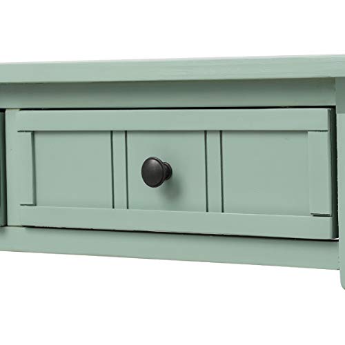 Knocbel Antique Entry Console Table with Drawers & Bottom Open Shelf, Wood Sofa Tables for Entryway Hallway Living Room, 35.43" W x 13.8" D x 30.25" H, Retro Blue Knocbel