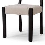 Maven Lane Willow Rustic Wooden Armless Kitchen Dining Chair in Weathered Black Finish with Padded Dove Weave Fabric Upholstered Seat, Set of 4 Maven Lane