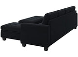 Belffin Velvet Convertible 4-Seat Sectional Sofa with Reversible Chaise L Shaped Sofa Couch Furniture Sets Sectional Couch with Storage Ottoman Black Belffin
