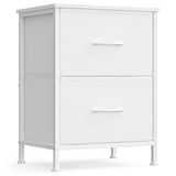 SONGMICS Dresser for Bedroom, Chest of Drawers, Nightstand, Steel, MDF, 2 Non-Woven Fabric Drawers, Storage Organizer Unit, Closet, Entryway, Cloud White and Snow White ULGS312W01S SONGMICS