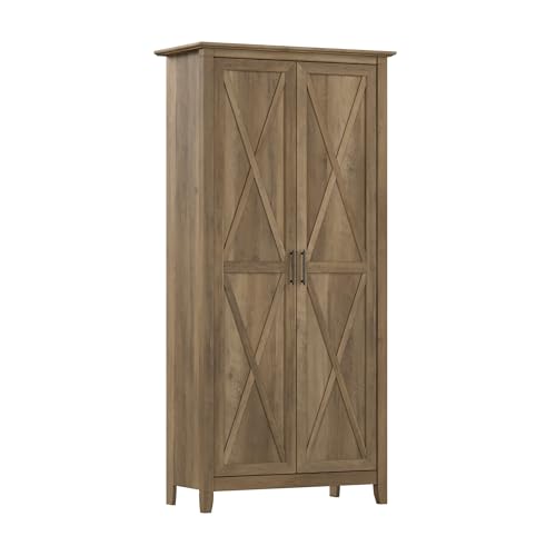 Bush Furniture Key West Tall Storage Cabinet with Doors and Shelves in Reclaimed Pine, 2 Door Organizer for Home Office, Living Room, Entryway