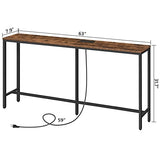MAHANCRIS 63" Console Table with Power Outlet, Narrow Sofa Table, Industrial Entryway Table with USB Ports, Behind Couch for Entryway, Hallway, Foyer, Living Room, Bedroom, Rustic Brown CTHR16E01Z MAHANCRIS