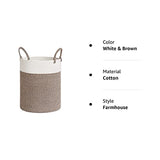 INDRESSME Tall Wicker Laundry Basket, Large Woven Clothes Hamper for Bedroom, Bathroom, Living room, Tall Nursery Hamper for Blankets, Toys, 16 x 20 inches White & Brown INDRESSME