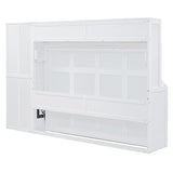 YOPTO Queen Size Horizontal Murphy Bed,Hidden Folding Wall Bed Frame with Built-in Top Shelf,Side Wardrobe & 2 Storage Drawers,Multipurpose Platform Bed,Space Saving,for Guest Room,Home Office,White YOPTO