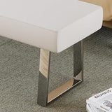 ZckyCine Modern Mid-Century Style 4-Piece Dining Table Set Rectangular Wooden Table 2 Soft Cushioned Leather Chairs 1 Bench, Suitable for 4-Person Dining ZckyCine