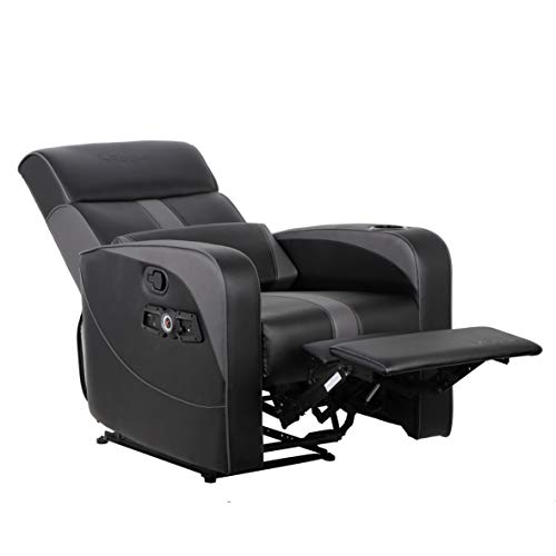 X Rocker Gamma Recliner Gaming Chair, 2.1 Bluetooth Audio System, Headrest Mounted Speakers, Built-in Footrest and Cupholder, 718001, 34.84" x 39.37" x 30.31", Black X Rocker