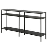 Henn&Hart 55" Wide Rectangular Console Table with Metal Shelves in Blackened Bronze, Entryway Table, Accent Table for Living Room, Hallway Henn&Hart