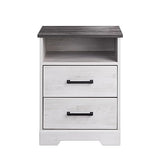 Prepac Rustic Ridge Farmhouse Nightstand with 2 Drawers and an Open Cubby, Wooden Bedside Table for Bedroom, Office, or Living Room, 16.25in x 18.75in x 24.5in, Washed White Prepac