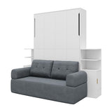 Quarte Queen Size Wall Murphy Bed with Sofa and Storage, Space-Saving Folding Bed for Home Office & Guest Room, Easy Assembly (A-Gray) Quarte