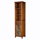 Teamson Home Avery Wooden Bathroom Linen Tower Cabinet with 1 Drawer 3 Adjustable Interior Shelves and 6 Storage Spaces, Oiled Oak Teamson Home