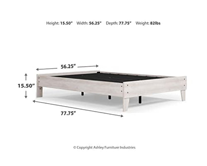 Signature Design by Ashley Shawburn Modern Farmhouse Platform Bed, Queen, Whitewash - WoodArtSupply