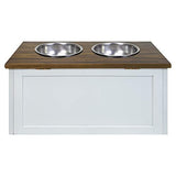 Casual Home 603-15 Wooden Storage Stand Pet Feeder, Two-Tone (Warm Brown, White), One Size Casual Home