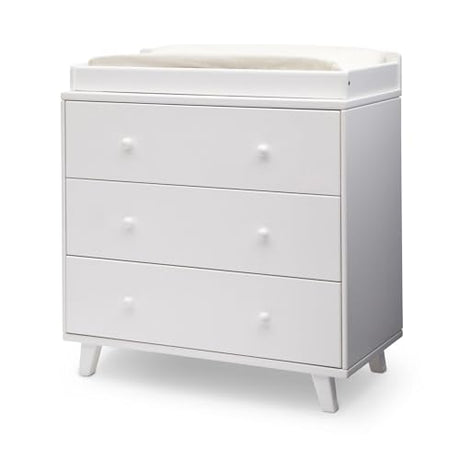 Delta Children Ava 3 Drawer Dresser with Changing Top and Interlocking Drawers - Greenguard Gold Certified, White Delta Children