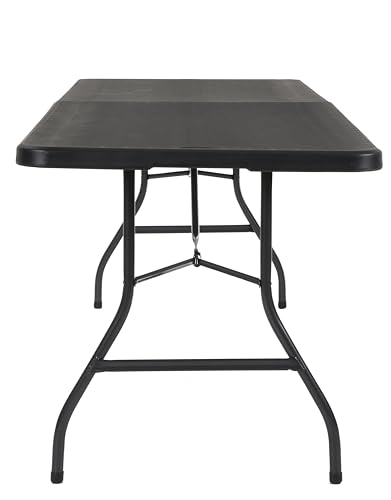 COSCO Fold-in-Half Banquet Table w/Handle, 8ft, Black Cosco