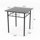 JOIN IRON 3-Piece Kitchen Dining Room Table Set for Small Spaces，Iron Wood Square Table with 2 Chairs for Kitchen Dining Room Furniture (Ash) JOIN IRON