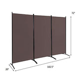 Giantex 3 Panel Room Divider, 6 FT Folding Privacy Screen, Wall Partition for Room Separation, Folding Divider for Home Office, Living Room, Brown Giantex