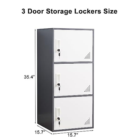 iCHENGGD 3 Door Metal Locker Steel Storage Cabinet, Office Storage Lockers for Employees, Vertical Metal Cabinets for Home,Office,School,Room Storage Organizer iCHENGGD