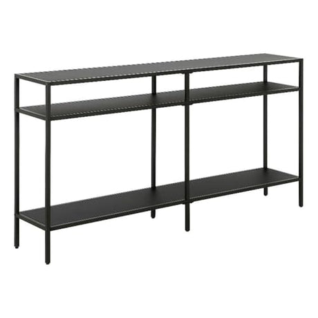 Henn&Hart 55" Wide Rectangular Console Table with Metal Shelves in Blackened Bronze, Entryway Table, Accent Table for Living Room, Hallway Henn&Hart