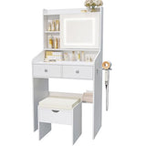 Viaozutis Vanity, Small Vanity Desk with Sliding Mirror, Dimmable LED Lights, 2 Drawers,Vanity Table Ideal for Bedroom (White) Viaozutis