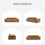 COLAMY 95" Oversized PU Leather Sofa, Comfy Sofa Couch with Extra Deep Seats, Wide Arm, Down Filled 3-Seater Sofa for Living Room, Apartment Lounge-Brown COLAMY