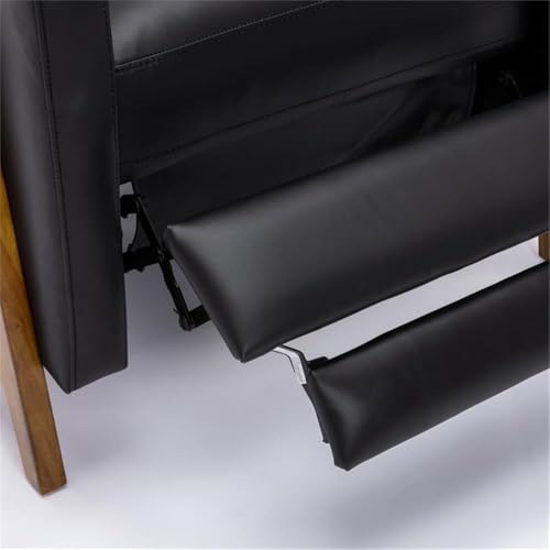 BOWERY HILL Push Back Recliner Chair, Top Grain Leather Upholstery, Exposed Wood Frame, Mid Century Modern Recliner, 41.25" Hx30.5 Wx33.46 D
