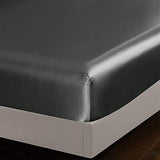 AiMay 6 Piece Satin Bedding Sheet Set King Grey Deep Pocket 1800 Series Luxury Rich Silk Silky Super Soft Solid Color 4 Pillowcases Reversible Sexy Honeymoon Wrinkle Free (King,Grey) AiMay