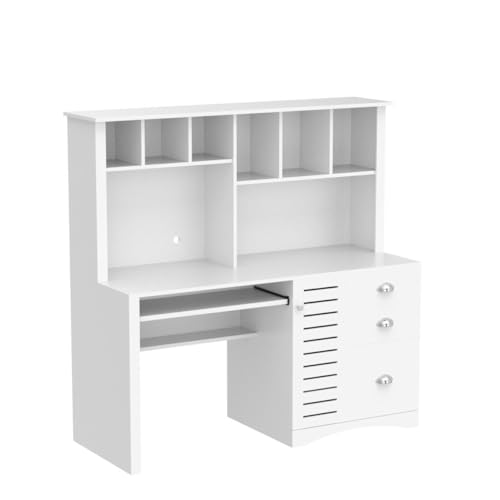 Holaki Vintage Wood Executive Computer Desk with Drawers and Bookshelf for Small Spaces Holaki