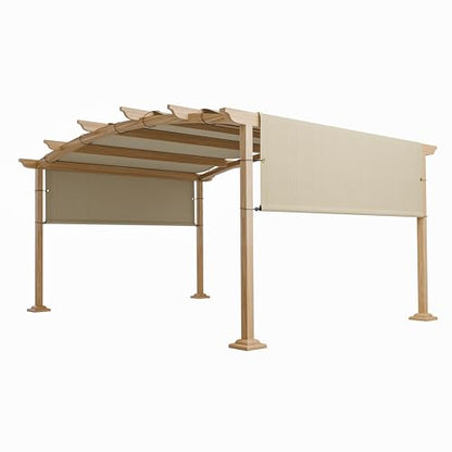 TANG Outdoor Pergola Shade Cover Canopy for Patio Deck Porch Backyard Universal Replacement Shade Cover with Spaced Grommets 2 Sides Weighted Rods 8'x16' Beige - WoodArtSupply